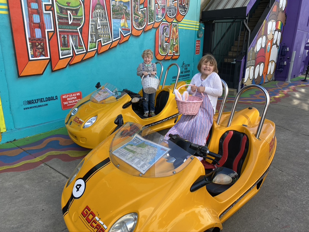 Children with Easter Baskets in GoCars