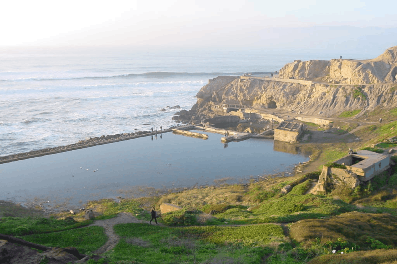 sutro heights park looking down at the sutro baths from sutro heights in san francisco